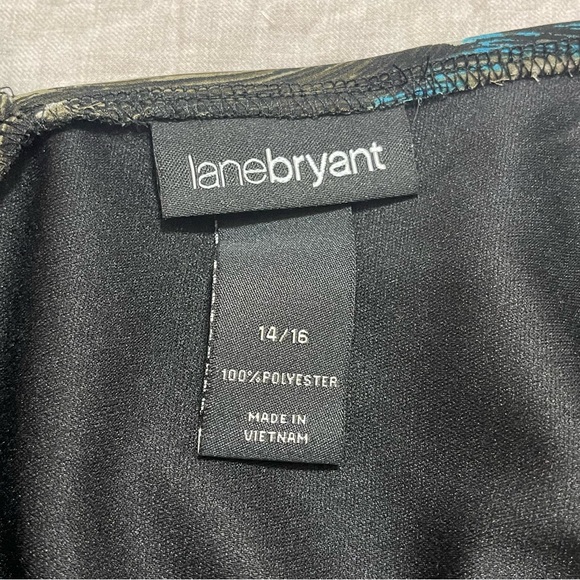 Lane Bryant Multicolor Feather Cap Sleeve V-Neck Elastic Waist Maxi Dress 14/16 - Picture 2 of 6